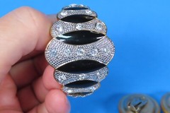 Gold Tone Clip on Earrings Lot of (4) Rhinestones