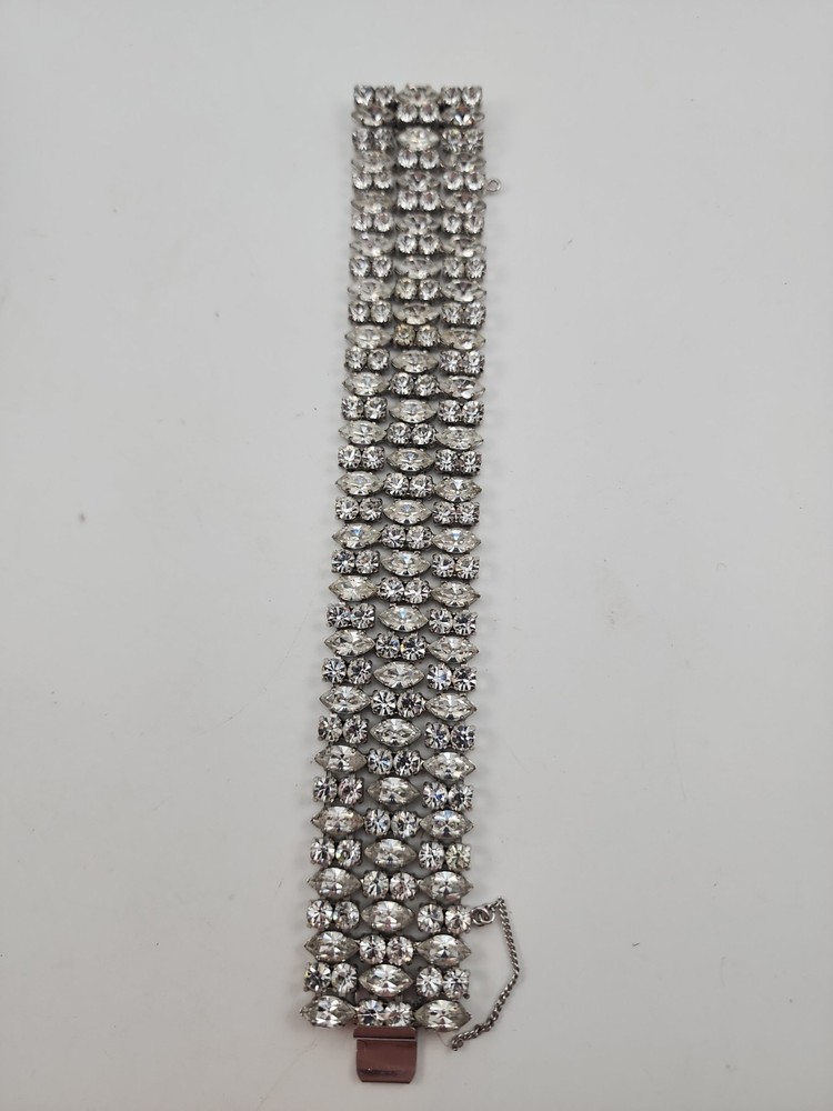 Vintage BEAUTIFUL B. David Crystal Navette Rhinestone Bracelet EUC 7.5″
