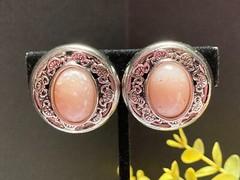 Three Ladies by roxsann Faux Rose Quartz Handcrafted Fashion Vintage Earrings