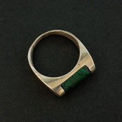 Sterling Silver Ring Green Stone Eilat Minimalist Modernist Men’s Pinky Women