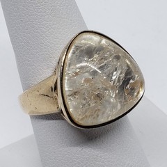 Vintage OT Vermeil Gold over Sterling Silver Rutilated Quartz RING US Size 7.75