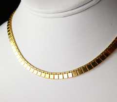 Vintage MONET Gold Tone Chain Flat Square Link 16.5″ Super Shiny Nice Quality