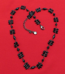 Liz Claiborne Necklace Vintage Black Bead 18 inch Silver Choker 836c