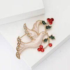 Graceful Pigeon Brooch with Willow Branch – Creative Zinc Alloy Animal Design