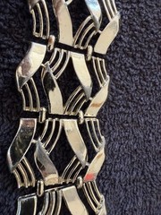 Vintage Coro Gold-Tone Wide Link Bracelet Modernist Geometric Design Signed