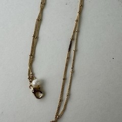 Vntg Lauren Conrad Necklace Genuine Freshwater Pearl Gold Tone 32” Gemstones NOS