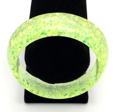 Artisan Bright Lemon Lime Gold & Green Glitter Tapered Lucite Bangle Bracelet