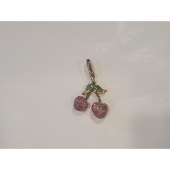 Juicy Couture Pink Cherry Charm Vintage Y2K Jewelry Pave Crystal