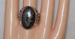 Vintage Siam Sterling Niello Large Dancing Goddess Ring Size 10 1/4