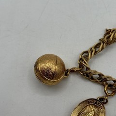 Vtg Monet Link Gold Tone Charm Bracelet Grand Piano Heart Wishing Well Tree ETC