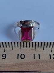 Old Vintage Soviet Union Silver 875 Ring USSR Red Stone Ruby Size US 7 (17 mm)