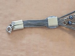 Vintage 900 coin Silver And Black Onyx Middle Eastern/Turkish Bracelet 7″