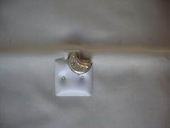 VINTAGE 1980s CHUNKY WHITE TOPAZ CRESCENT MOON STERLING SILVER 925 SLIDE PENDANT