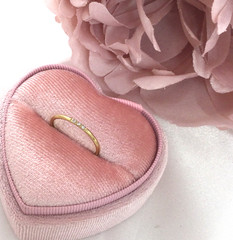 Vintage Jewellery Gold Band Ring with White Diamonds Antique Deco Dress Jewelry