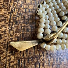 Antique Tiny Faux Seed Pearl Wired Feather Brooch; Beautiful!