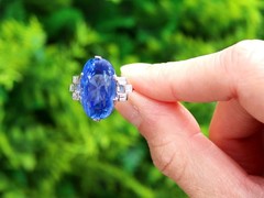 17.11Ct Ceylon Sapphire and 0.50Ct Diamond Platinum Cocktail Ring Circa 1950