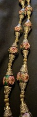 Vintage Long Cloisonné Necklace Copper Based & Wire Pewter Binding 925 Clasp