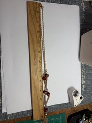 Vintage Sarah Coventry 1974 “Venetian Treasure” Gold Y Style with Red Glass Bead
