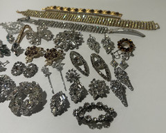 VTG Costume Jewelry Lot Rhinetones Signed & Unsigned WEISS KRAMER Sterling GF