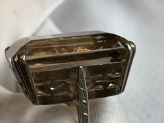 Vtg Large Sterling Silver Ring 16.18g Jewelry Size 6.5 Smoky Quartz Look *READ*