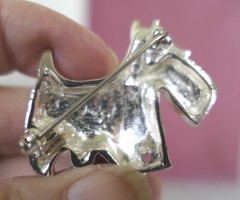 Vintage Silver Metal Alloy Scottie Dog Jewelry Pin Brooch 1.5″ L x 1.5″ H