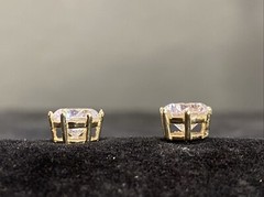 Designer 14k Yellow Gold Cubic Zirconia Solitaire Stud Earrings Circle 12.4ct GB