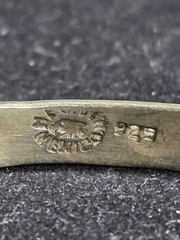 Mexico 925 Sterling Silver Fish Star Stamped Bangle Bracelet 8.25″ 16.77g