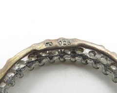 925 Sterling Silver Vintage White Topaz Open Circle Slide Pendant PT8269