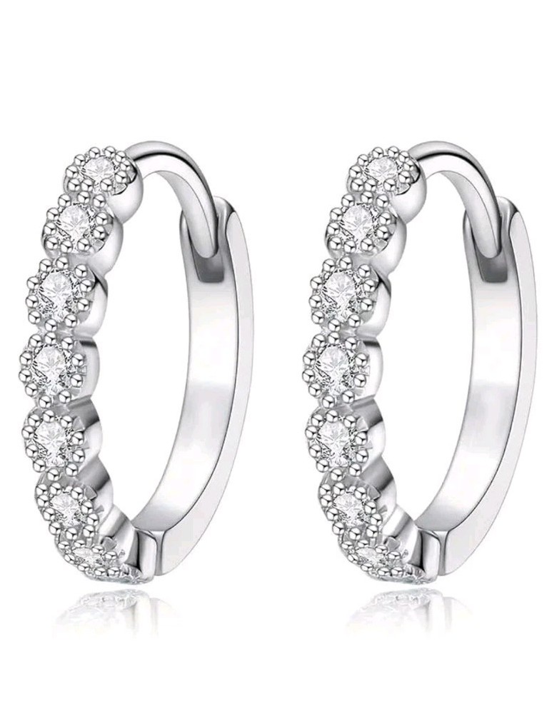 16mm Elegant Solid💥.925 Sterling Silver (3.5g) Ice Cubic Zirconia Hoop Earrings