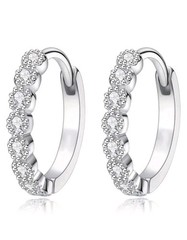 16mm Elegant Solid💥.925 Sterling Silver (3.5g) Ice Cubic Zirconia Hoop Earrings