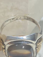 Agate ring art deco sterling silver women men