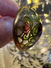 Plique-à-jour / Cloisonné style VINTAGE Enamel DOME Button PIERCED EARRINGS