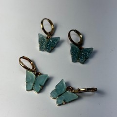 Earring Lot Butterfly Blue Sparkly