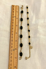 Vintage Mid Century Retro Black Onyx Style Bezel Link Bracelet Lot Pair Two PC