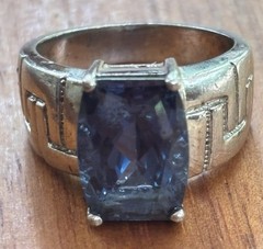 London Blue Topaz Sterling Silver Statement Ring-Emerald Cut Gemstone- Size 8.5