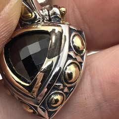 Vintage Renaissance Revival 2-Tone Black Onyx Cubic Zirconia Pendant