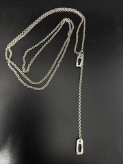 Vintage Sterling Silver Y Necklace Charm Holder Chain Casual Signed 8gram 26”