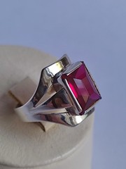 Old Vintage Soviet Union Silver 875 Ring USSR Red Stone Ruby Size US 7 (17 mm)