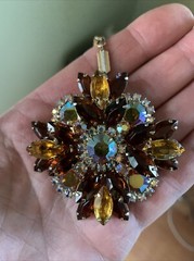 Juliana D&E Book Piece Iridescent AB Layered Flower Pendant /Brooch Marquise
