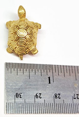 THE CUTEST Detailed 19k Gold 29x19mm Ruby Eyes Tortoise Turtle Pin Brooch