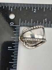 Nice Wide Vintage Rogers Silver Plate Forget Me Not Spoon Ring With CZ Sz 8.25