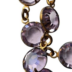 Art Deco Flapper Lavender Glass Necklace Double Bezel Two-Sided Prong Setting