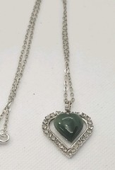 Silver Tone Chain Necklace With Black Onyx Pedant 20in