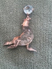Vintage Crown Trifari Alfred Phillippe Seal Balancing Ball Jelly Belly Brooch