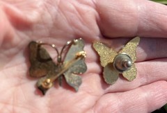 2 Vtg Enameled BUTTERFLY Pins Colorful Butterflies Costume Jewelry Insect Theme