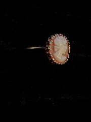 Vintage Oval Cameo Ring Bezel Set 10k Yellow Gold Signed Size 6