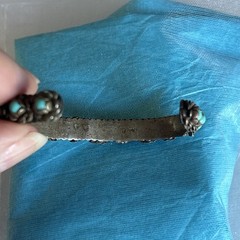 Vintage Native American Style Childs Turquoise Flower Cuff Bracelet