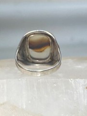 Agate ring art deco sterling silver women men