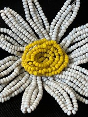 Vintage Miriam Haskell Daisy Brooch Retro Flower Power Wired Glass Seed Bead Pin