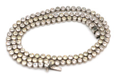 Antique Edwardian 935 Silver Paste Tennis Chain Necklace 15.5” 10.65g